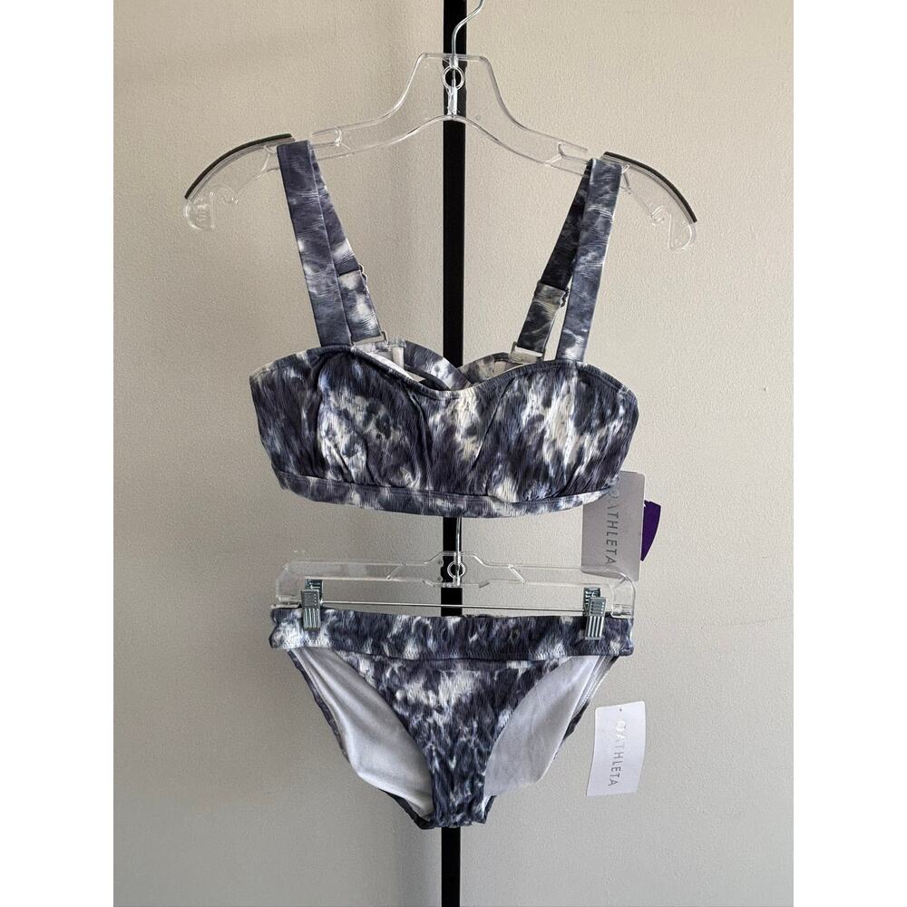 NWT Athleta Women's Tie Dye Blue & White Bikini Swim Suit Size M #54368